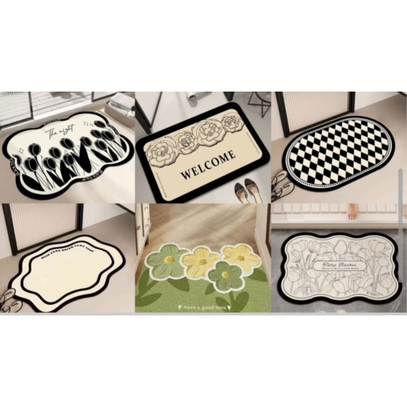 Tapete Antiderrapante Decorado com Base Segura e Estampas Delicadas para Casa e Apartamento