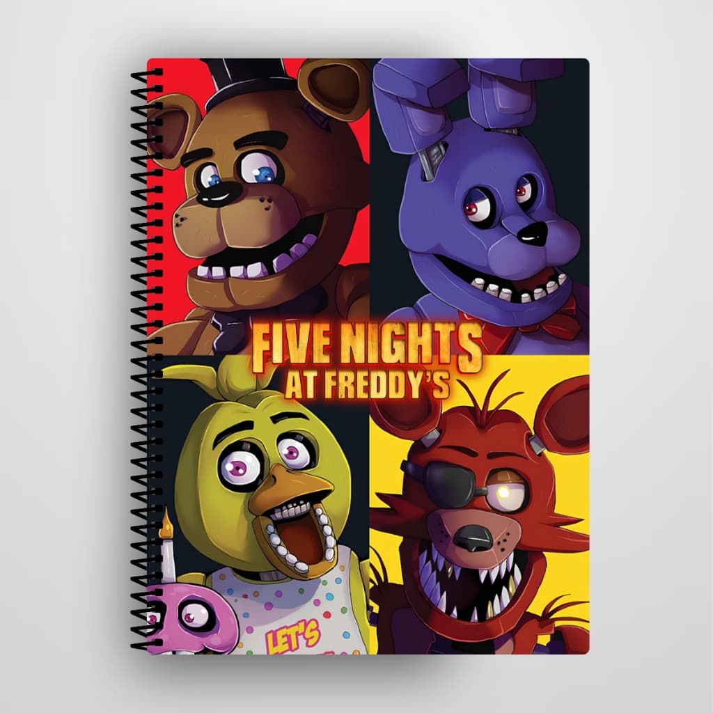Caderno Five Nights at Freddy's FNAF Personalizado Capa Dura 1 e 10 Matérias Escolar Universitário