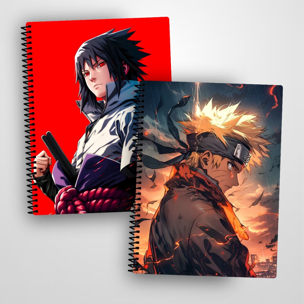 Kit 2 Cadernos Naruto Personalizados Capa Dura 1 e 10 Matérias Escolar Universitário