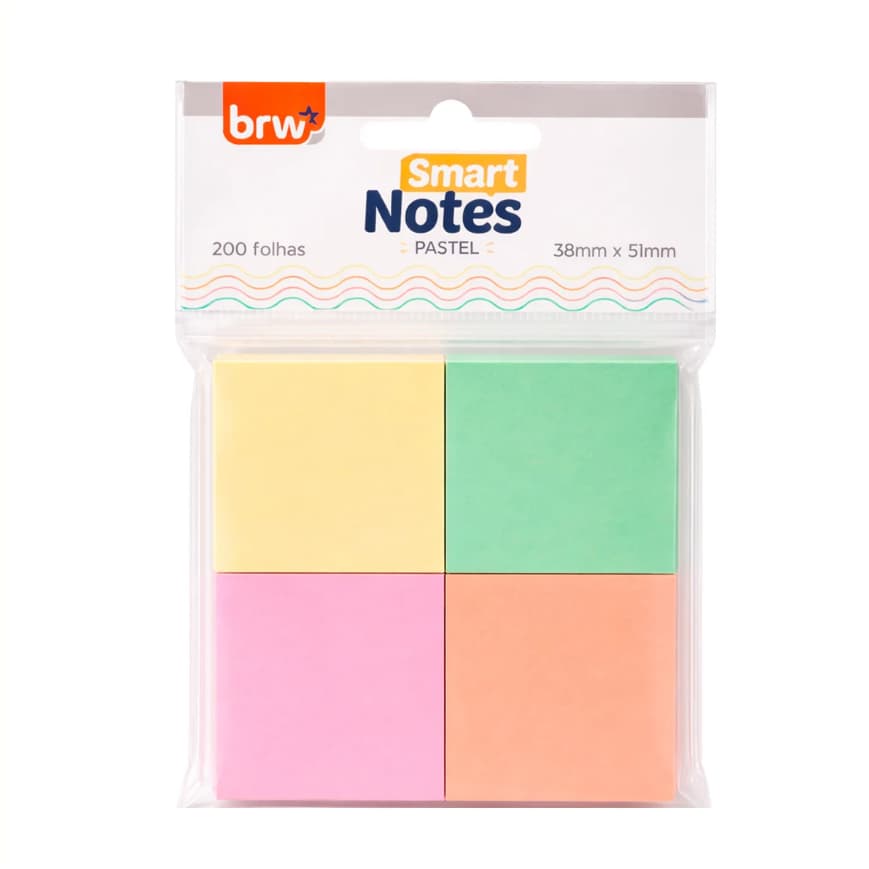 Post-IT Adesivo 4 Cores Colorido 200 Folhas BRW