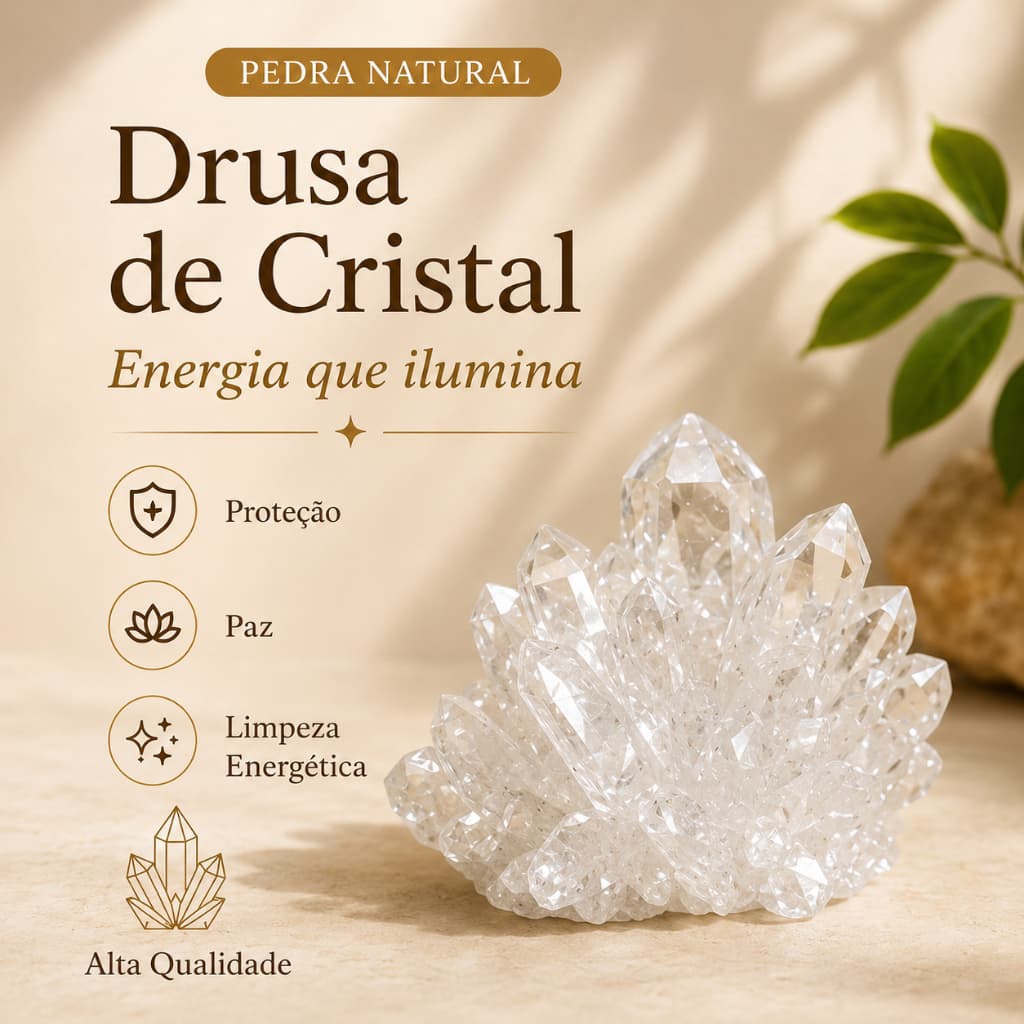 Drusa Cristal Gema  Extra Natural Bruta  Druza Proteção Energética Reiki e Terapias