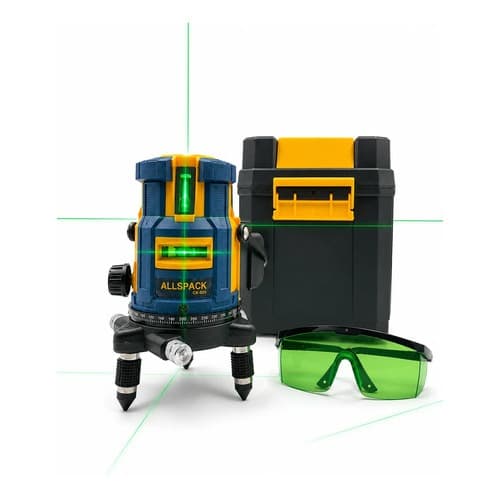 Nível Laser 6 Linhas 360° Auto Nivelamento 2 Baterias Luz Verde Alta Precisão Profissional