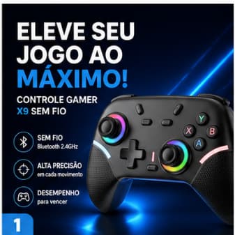 Controle Joystick Gamepad X9 Sem Fio Bluetooth 2.4g Com Iluminação RGB Android Ios PC Celular Gamer