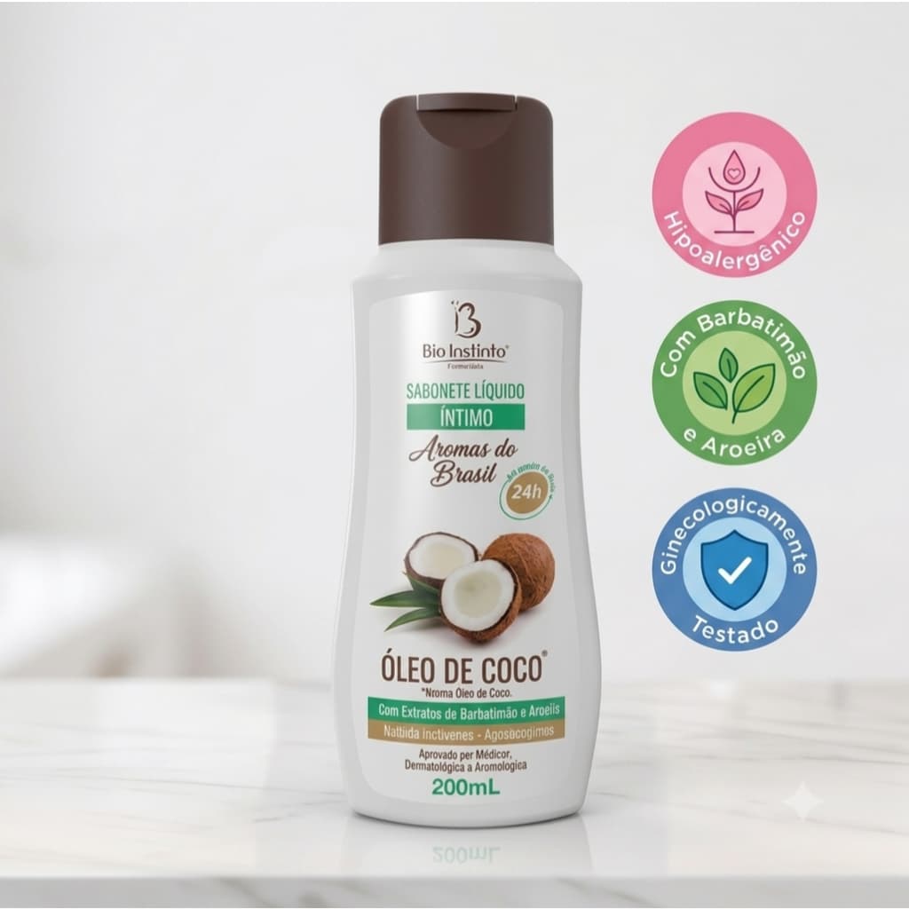 Sabonete Liquido Intimo Oleo De Coco Bio Instinto 200ml Hidratante Ginecologicamente Testado
