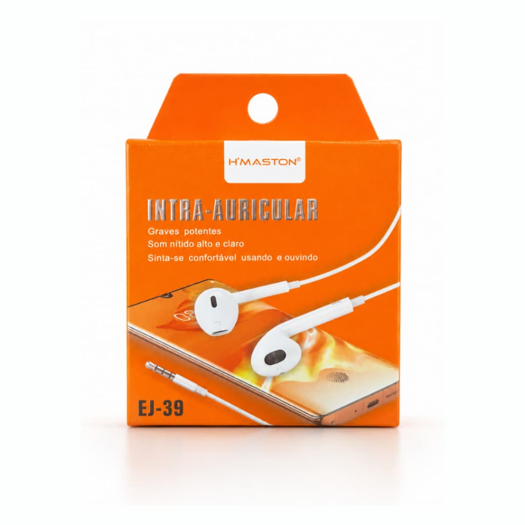 Fone de Ouvido H'maston EJ 39 com Fio 3.5mm intra-auricular 1,2 metros