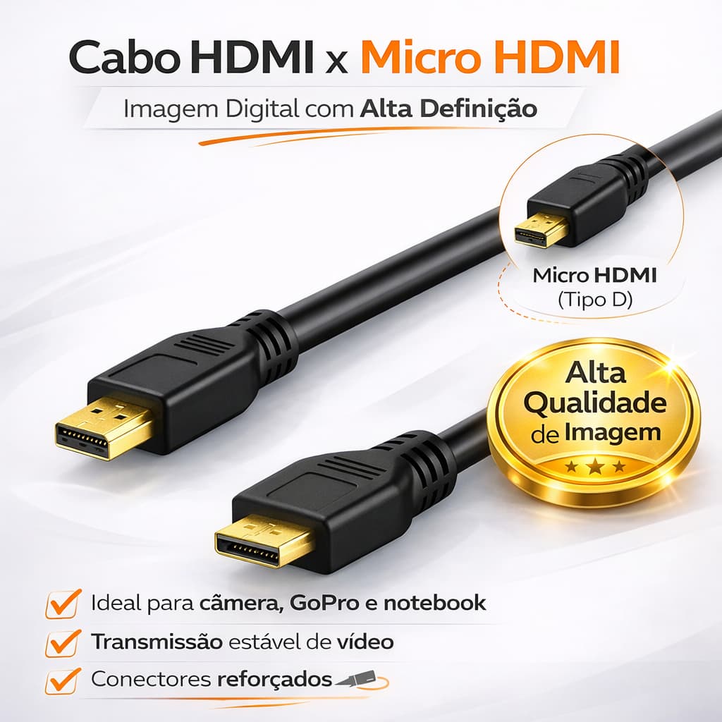 Cabo HDMI X Micro HDMI - Alta Definição