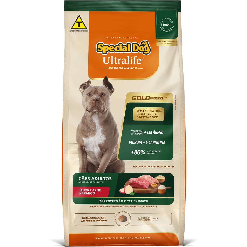 Ração Special Dog Ultralife Gold Performance Carne e Frango com Batata Doce 15Kg
