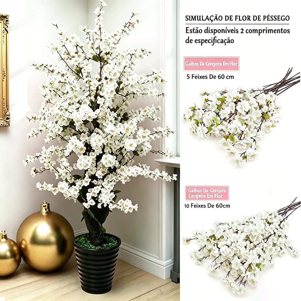 Buquês De Flores De Cerejeira Artificial Flor De Pêssego Estilo Oriental Para Decoração De Casamento 60 CM