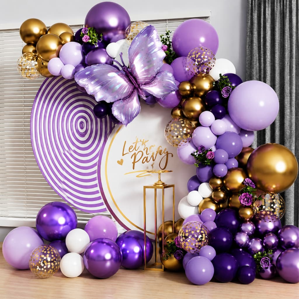 Kit Arco de Balões Tema Borboleta para Decoração de Festa, Casamento e Aniversário