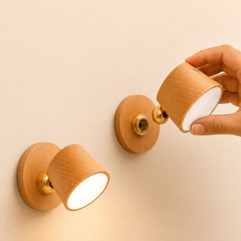 Kit 2 Lâmpada De Cabeceira 360 Moderna Luminária Sem Fio Recarregável LED Magnética Luz Para Leitura Casa Usb Interna