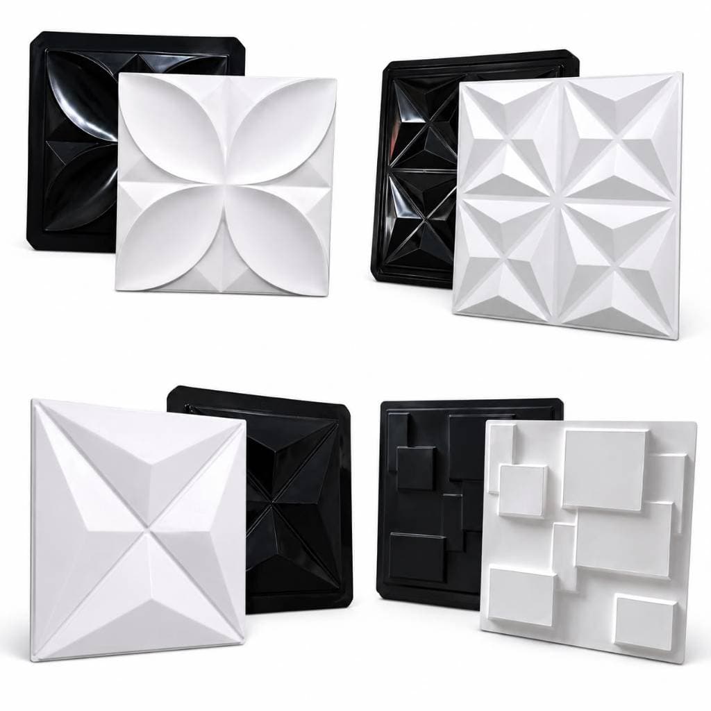 Kit com 4 Moldes 3D Para Gesso e cimenticia 4 Formas 3D Para Revestimento 40x40