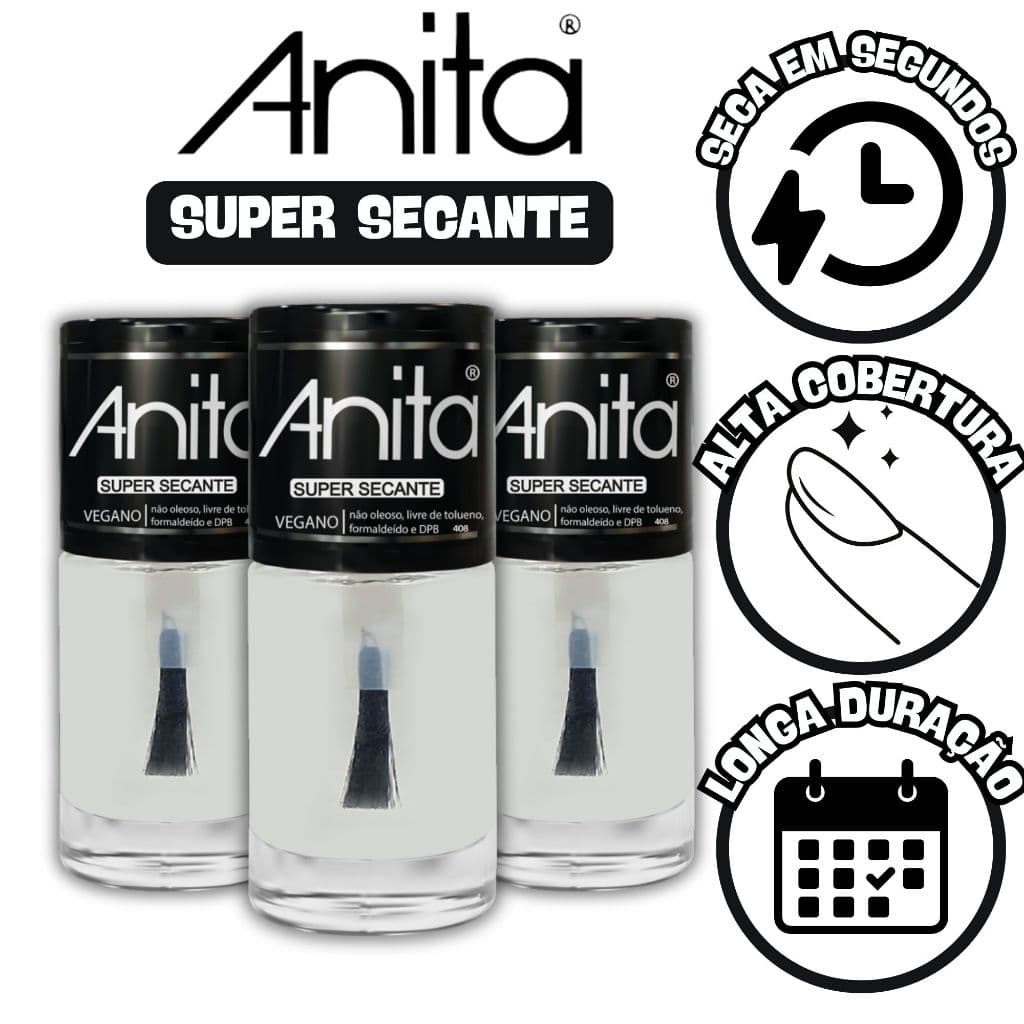 Kit Esmalte Anita Super Secante Não Oleoso Escolha a Quantidade Seca Unhas Esmalte Secante