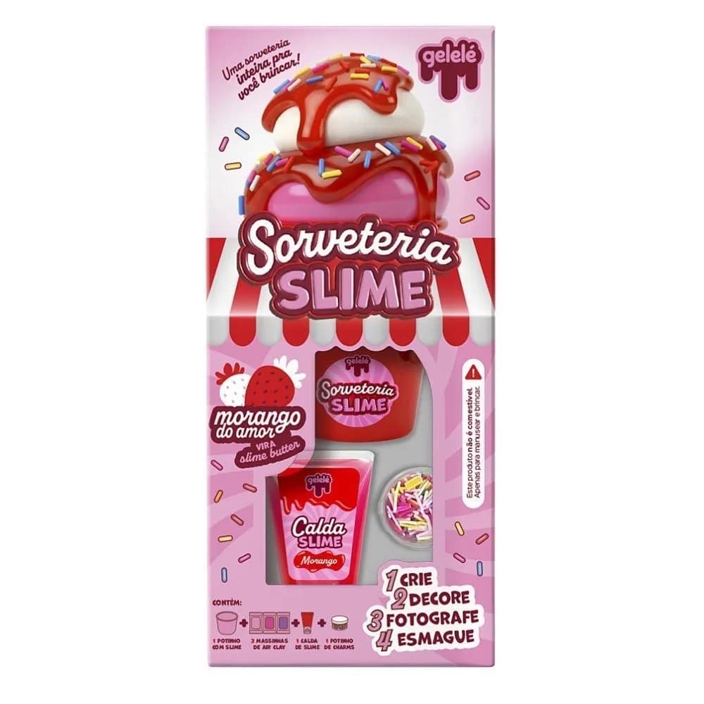 Slime Gelelé Sorveteria Morango Do Amor - Doce Brinquedo