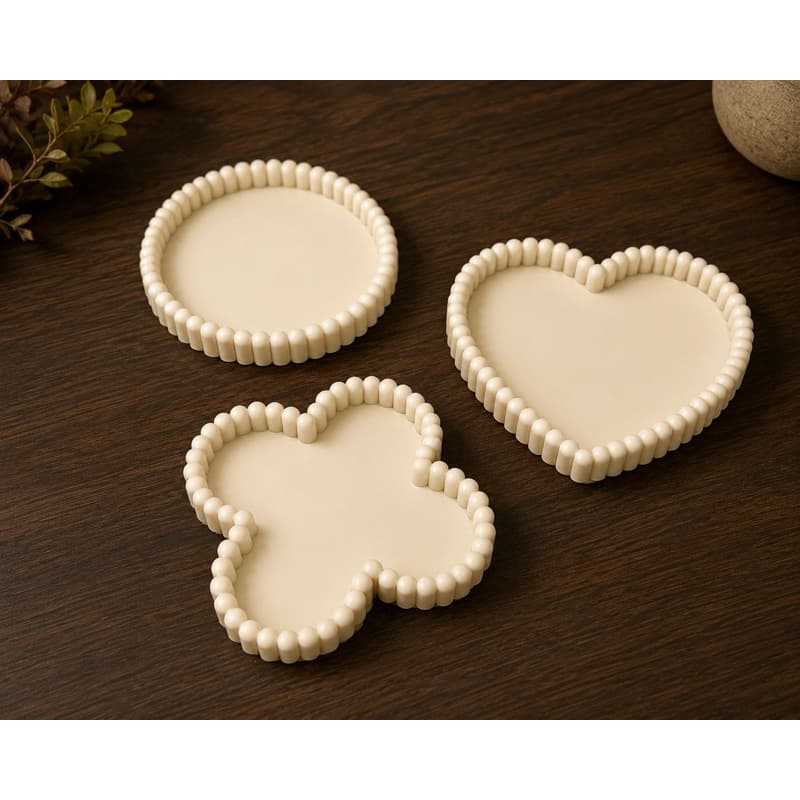 Kit 3 Bandejas Decorativas  | Redonda + Coração + Flor | Organizador Elegante | Decoração