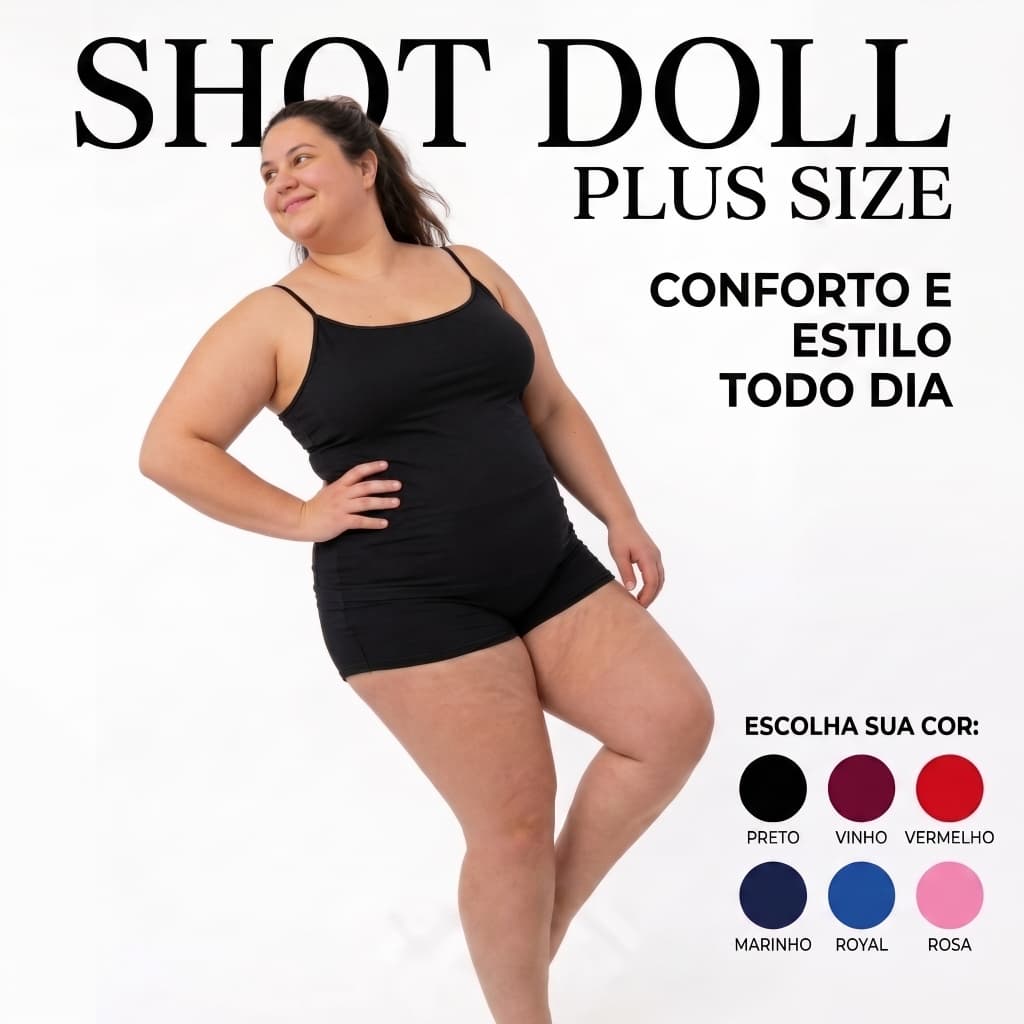 Shortdoll plus size Super Fresquinho pijama Moda Feminina Baby Doll Liso