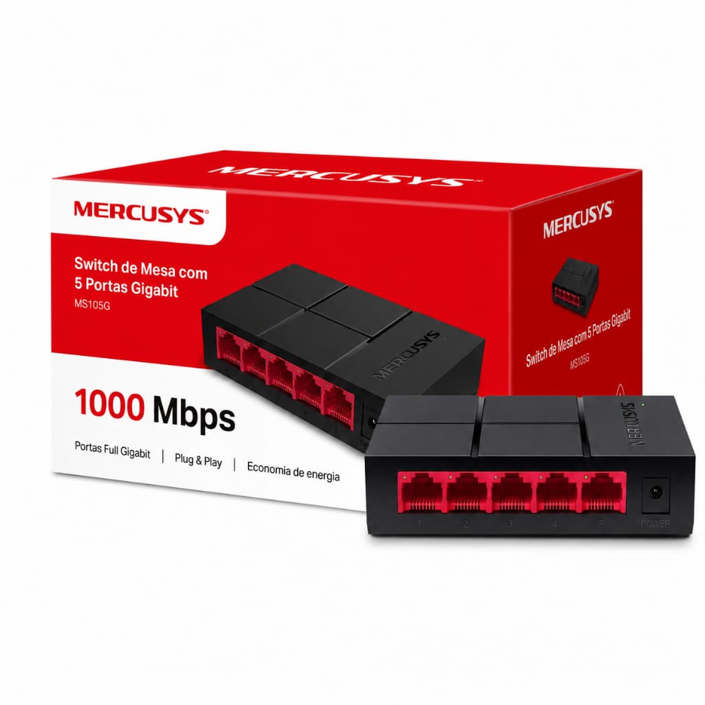 Switch de Mesa Ms105g com 5 Portas Gigabit 10/100/1000Mbps Mercusys