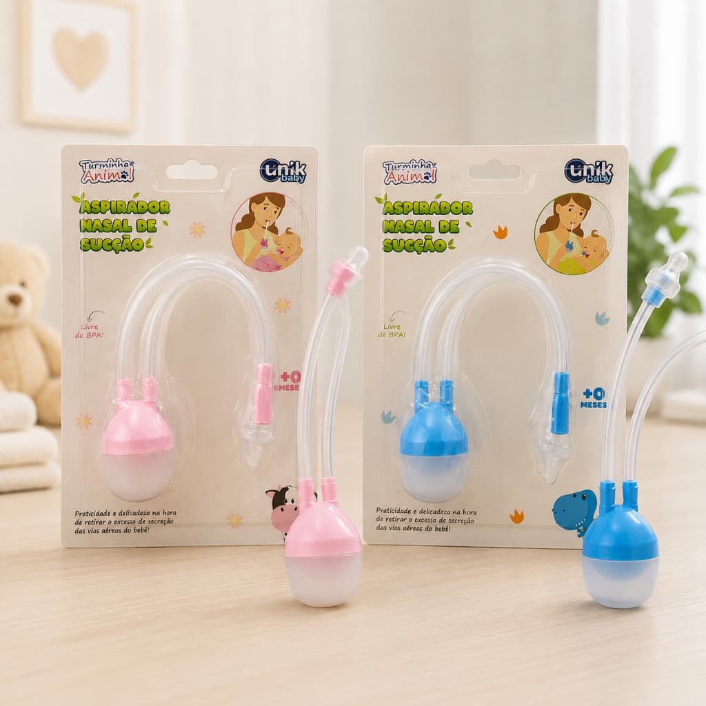 Aspirador Nasal Infantil Bebê Sugador Nasal Manual Silicone Livre BPA Free Rosa Azul Menina Menino
