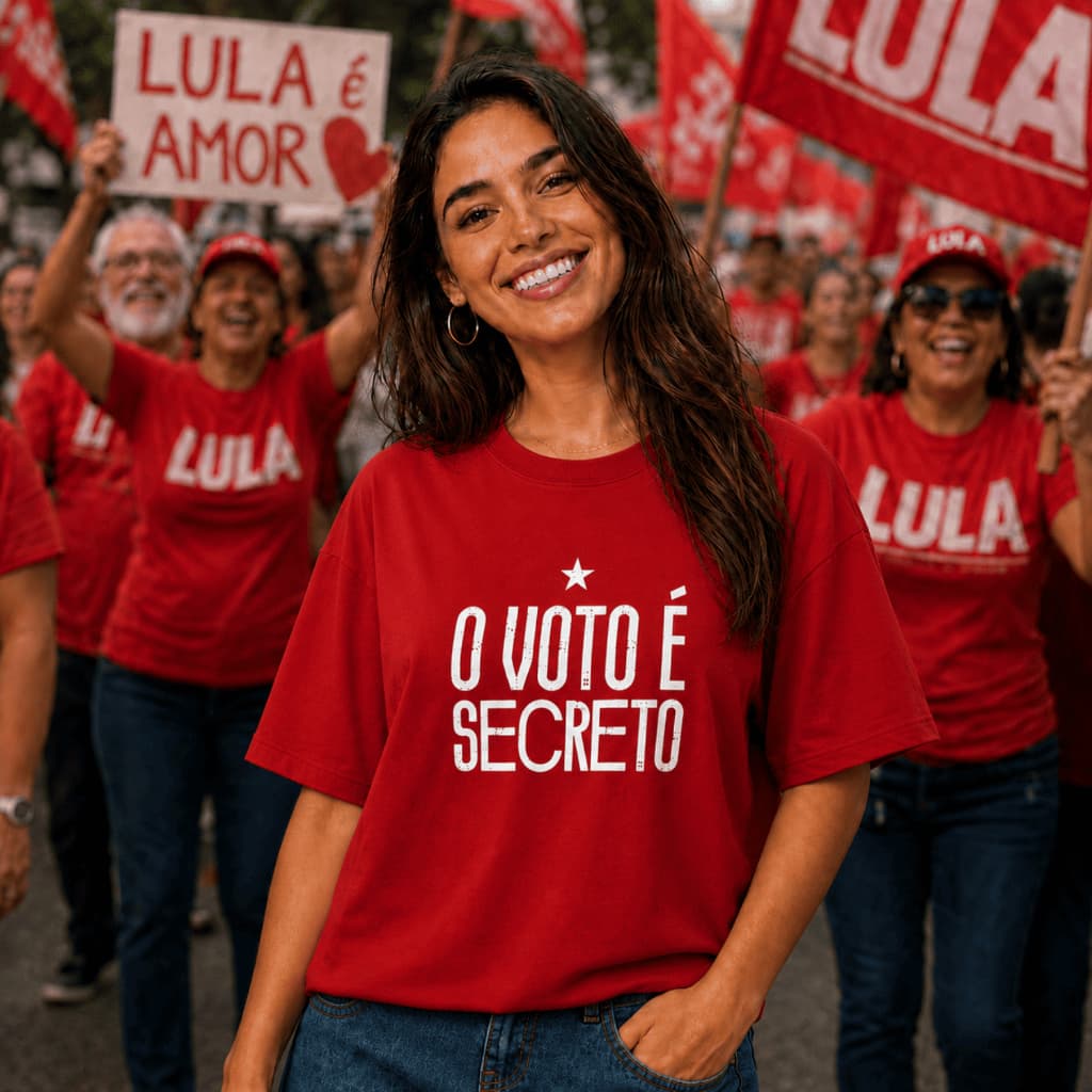 Camiseta Feminina Oversized Estampa Lula 100% Algodão Política Brasil Copa do Mundo