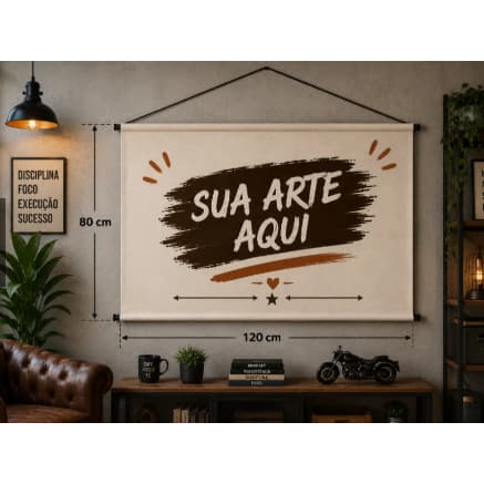 Banner Decorativo 80x120 com Bastão e Corda Lona Personalizada Festa Aniversário Empresa