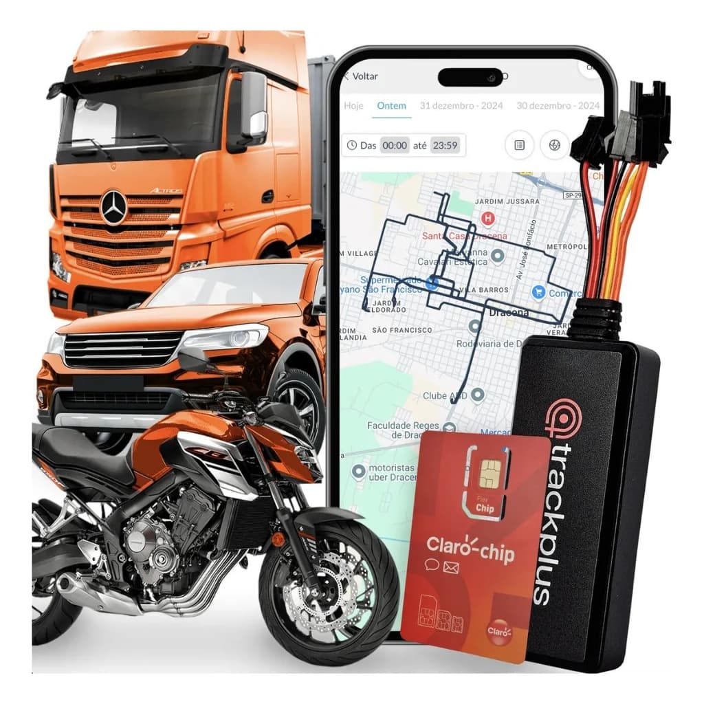 Rastreador Veicular 4g Claro+ App + Chip M2m + Relé
