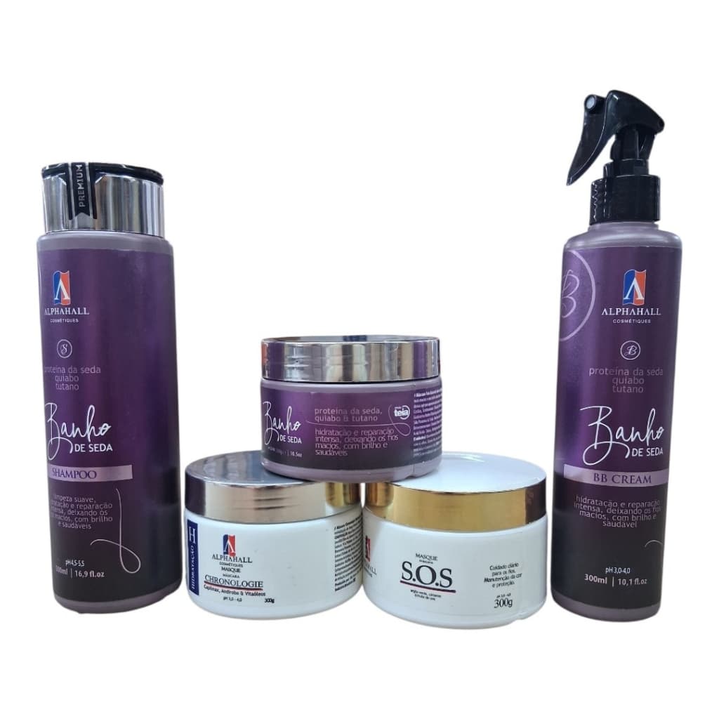 Kit Cronograma Banho De Seda 5 Peças Alphahall