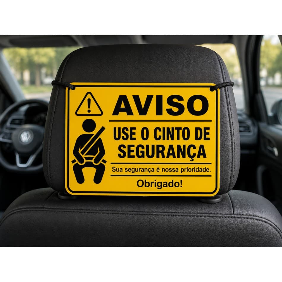 Placa Sinalização Aviso Use Cinto de Segurança Para Motorista de App 99 Taxi Uber