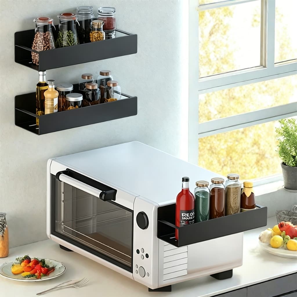 Magnetic Refrigerator Shelf - Kit of 2 Punch-Free Supports for Spices and Organization