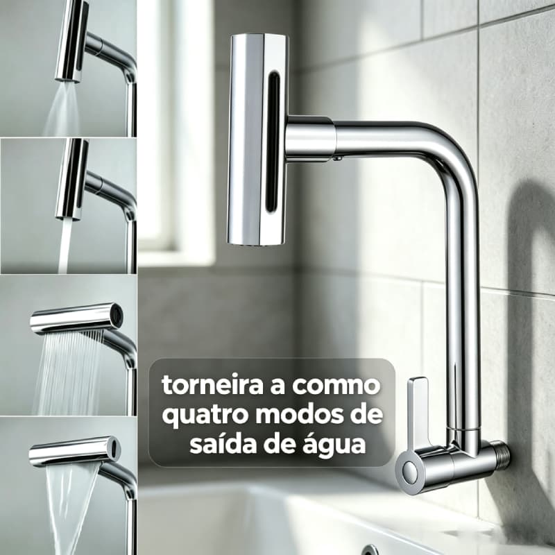 Torneira Misturadora De Cozinha Instalada Na Parede Bico Com Quatro Modos De Jato De áGua