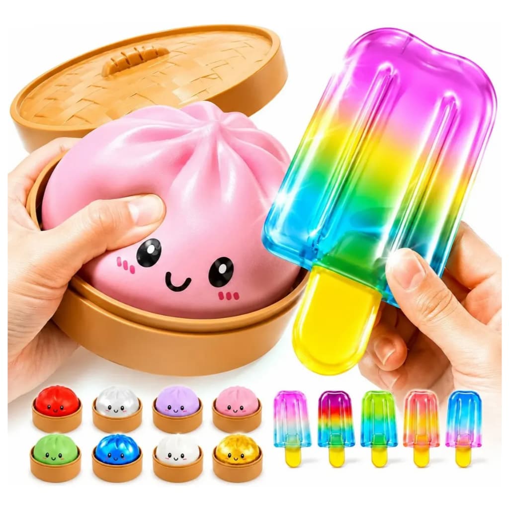 Kit 2 Taba Squishy Dumplings Surpresa + Sorvete Ice Cream