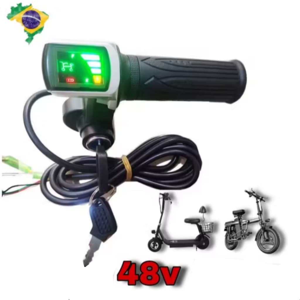 Acelerador de Punho 48v Com Display e Chaves Para Bike, Patinete ou Scooter Elétrica