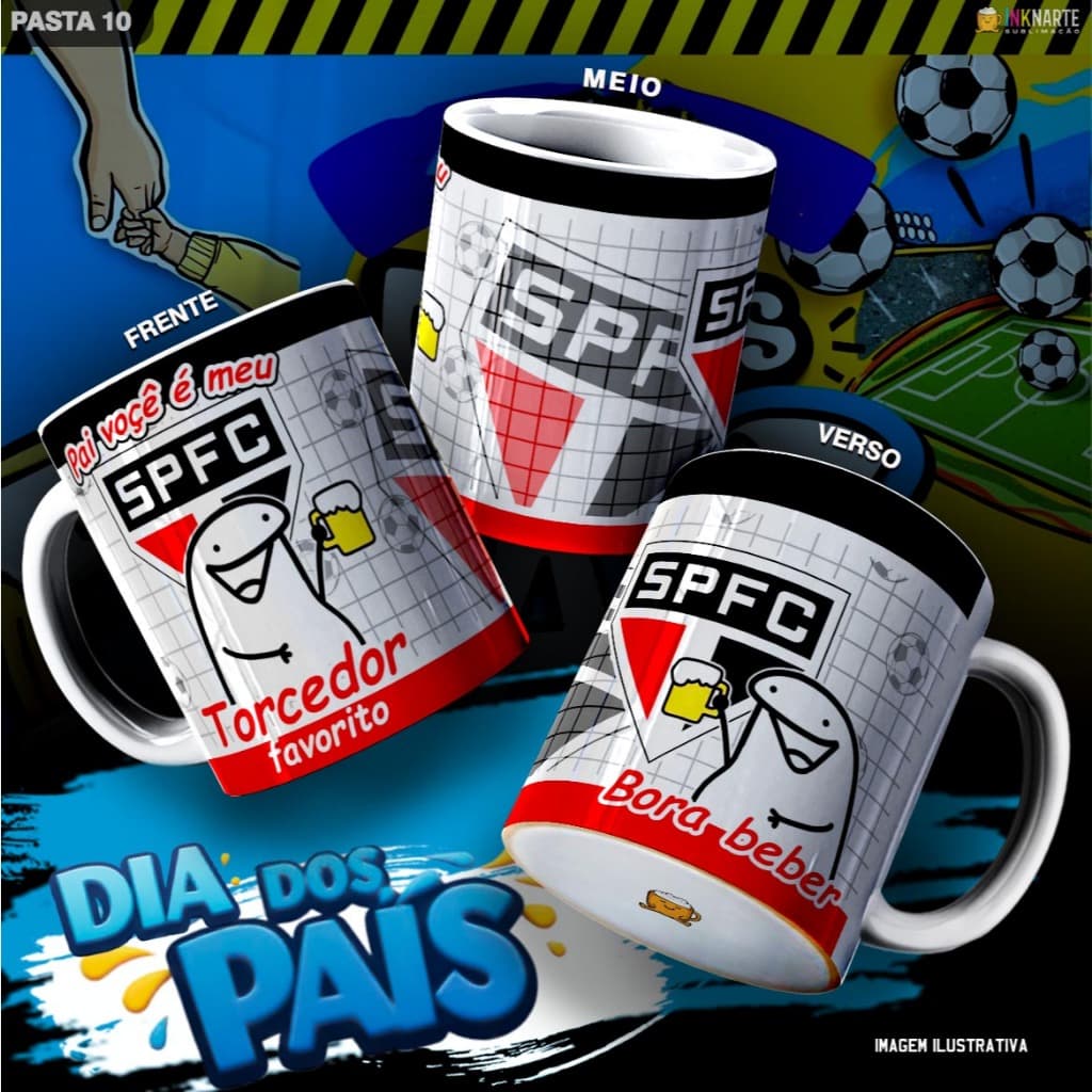 Caneca Cerâmica 325ml Torcedor São Paulo Dia dos Pais