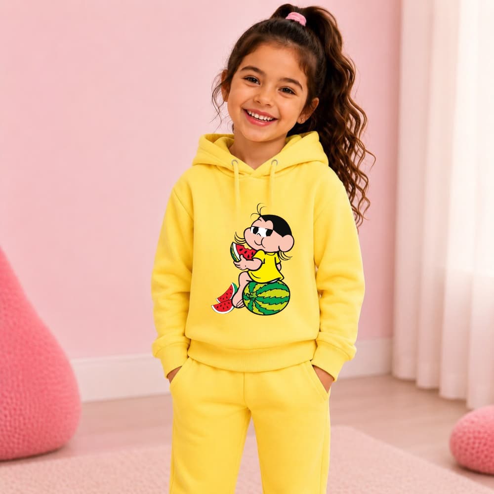 Moletom Infantil Magali Confortável Com Capuz Frio Algodão Premium Alta Qualidade Lançamento