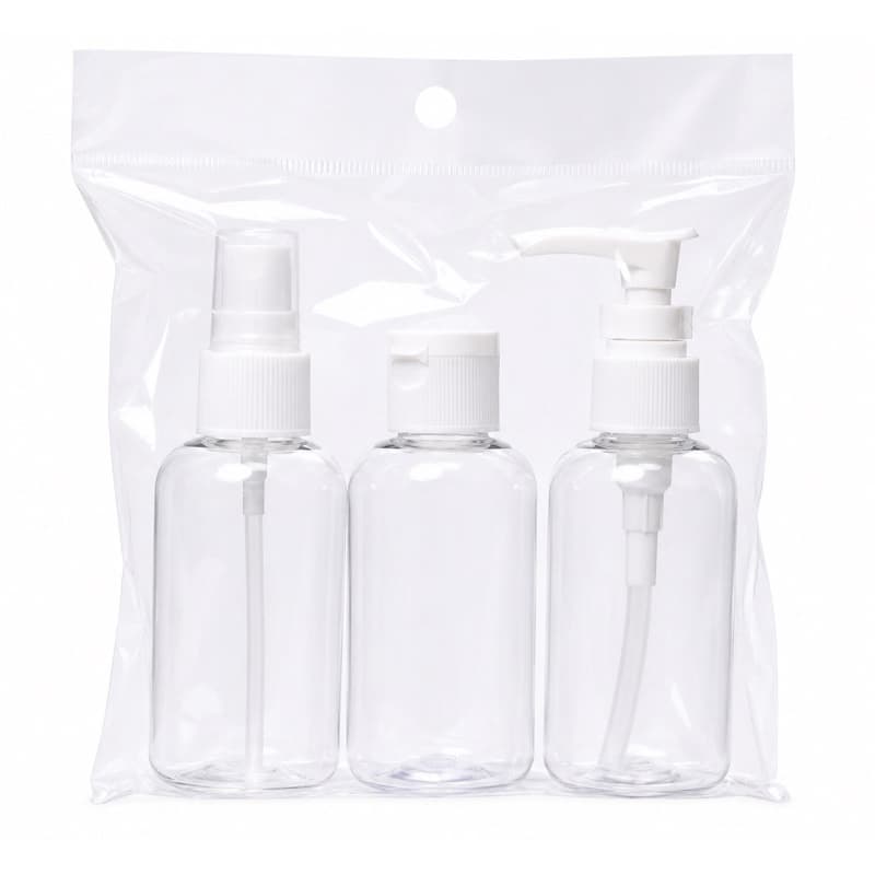Kit 3 Frascos PET 60ml para Viagem e Lembrancinhas | Spray + Tampa Flip + Válvula Pump Transparente