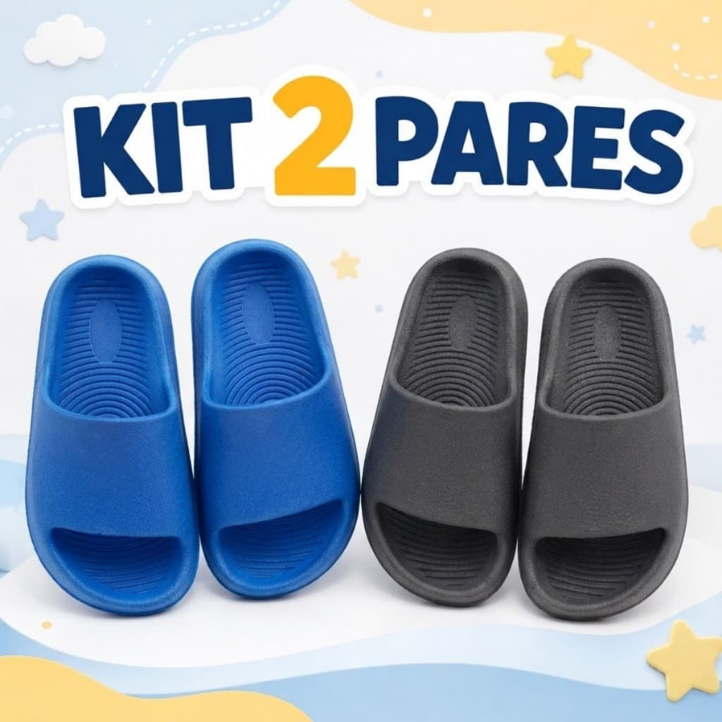 Chinelo Slide Infantil Nuvem Confortável Kit 2 Pares Unissex Para Casa Toda