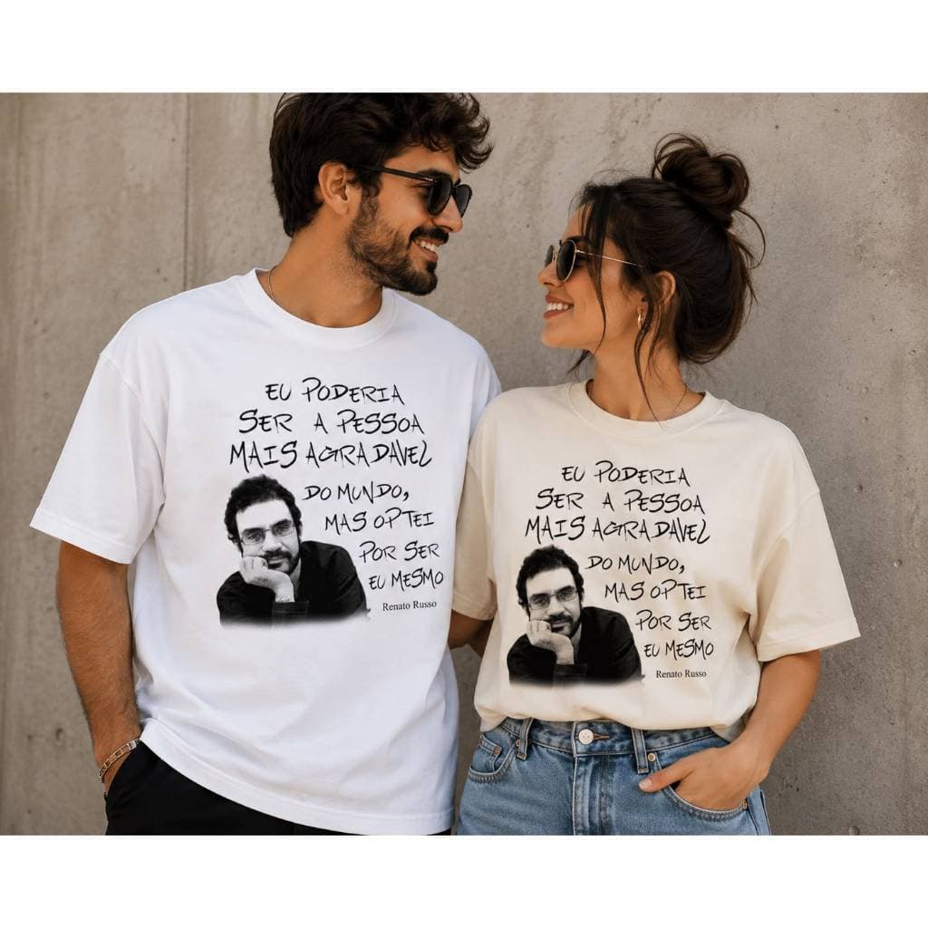 Camiseta Renato Russo Frase Icônica Legião Urbana Rock Nacional Estampa Premium Algodão