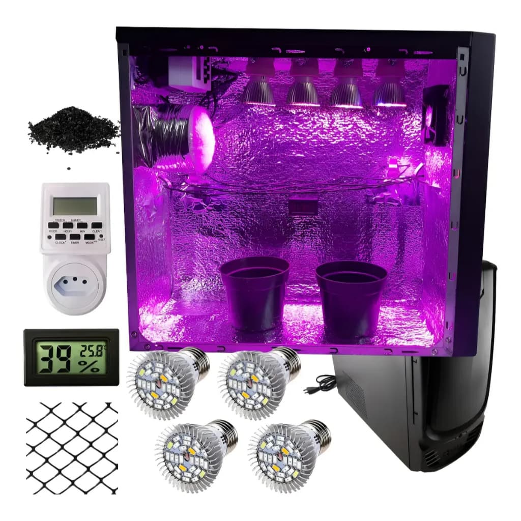Grow 4 Lampadas Filtro Full Spectrum 84w Estufa Cultivo Plantas Completa