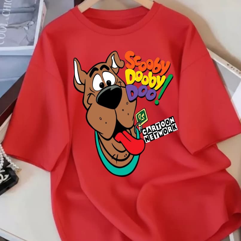 Camisa Oversized Scooby Cartoon Feminina 100% Algodão Fofo Treino Academia Musculação Fitness