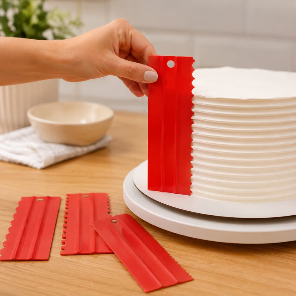 Kit 4 Espátulas Decorativas Para Confeitaria Bolo Cobertura Decoração Modelar Chantilly Topo Lateral