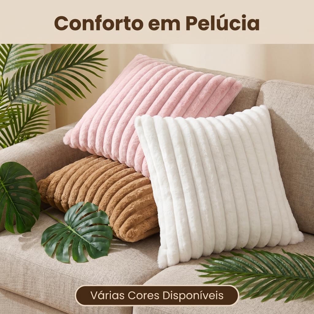 Capa de Almofada Peluda Premium Para Sofá Quarto Residencial