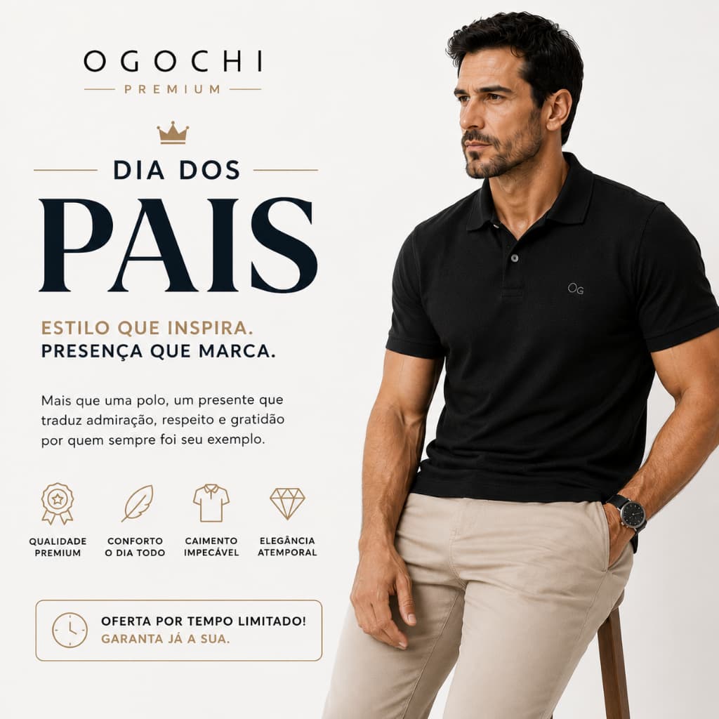 Camisa Masculina Polo Camiseta Social Premium Ogochi Original Manga Curta Slin Varias Cores Picket Algodão