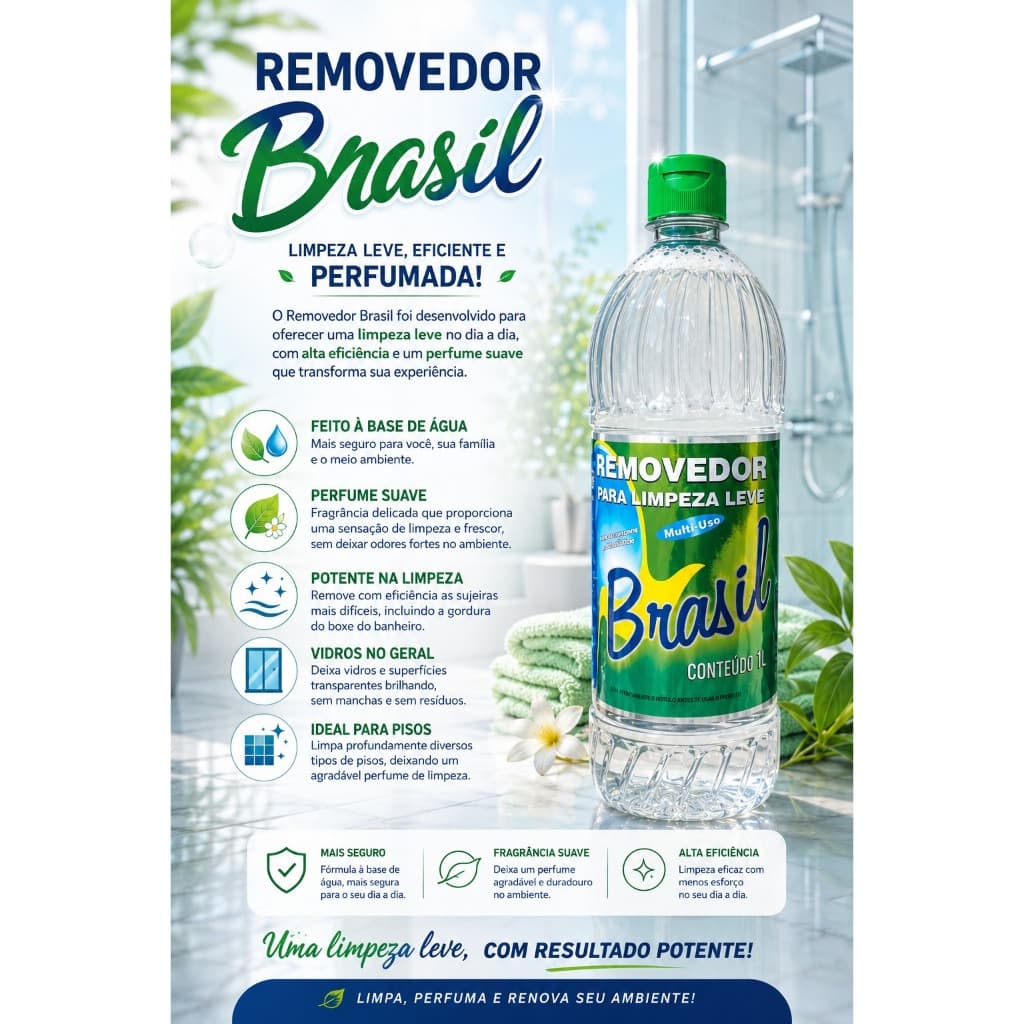 Removedor Base de Água para Limpeza Leve|Limpador Multiuso|Remove Resíduos, Sujeiras e Manchas Leves|Casa e Profissional