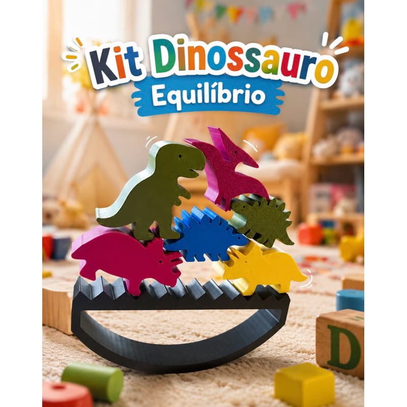 Kit Dinossauro Equilíbrio Educativo – Desafio de Empilhar COD-031