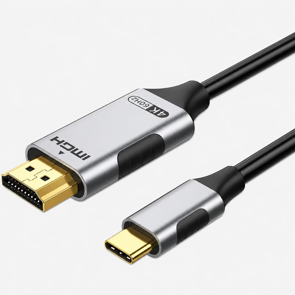 Cabo Adaptador USB-C Para HDMI 2.0 4K 60Hz 1.8m P/ Celular iPhone Samsung DeX Notebook TV