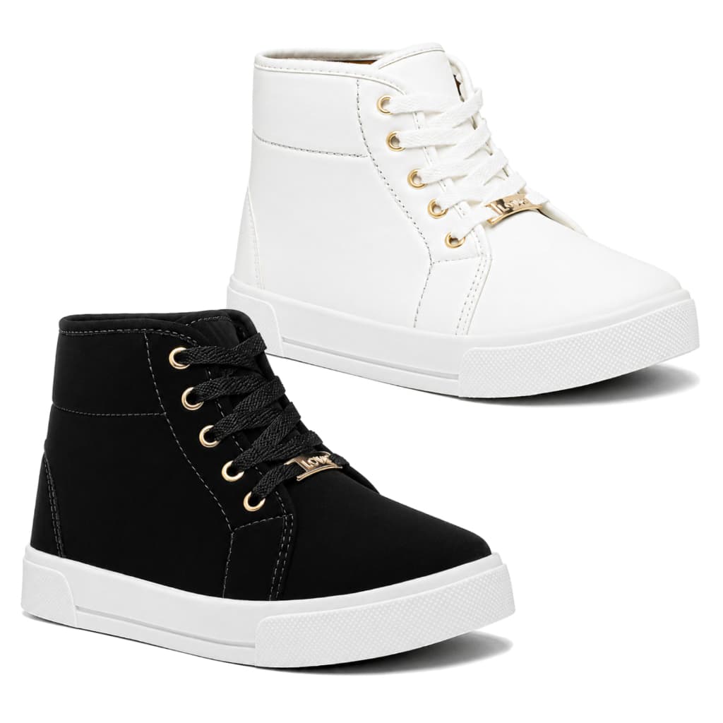 Kit 2 Pares Botinha Casual Feminina Cano Curto Baixo Tênis Bota Academia Antiderrapante Lançamento