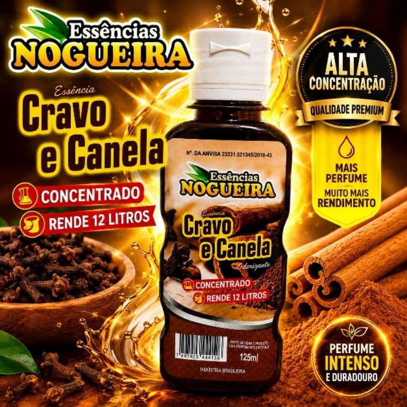 Essência Cravo e Canela Concentrado 125ml Aromatizador de Ambientes