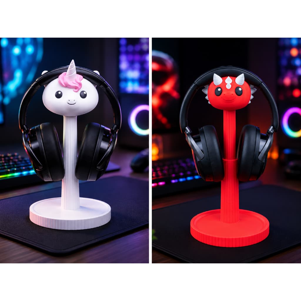 Suporte para Headset Unicórnio ou Dragão Impresso em 3D | Organizador de Fone Gamer e Decoração Geek Ajustáve