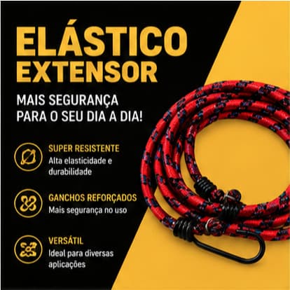 FlexCargo® Kit 2 Elásticos Extensores para Transporte com Ganchos Metálicos | Corda Elástica para Transporte