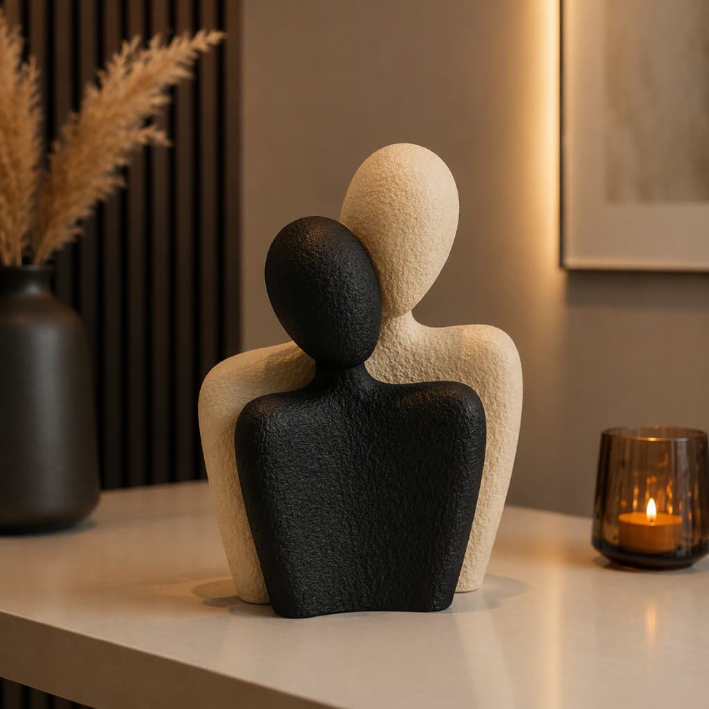 Escultura Decorativa Casal Abraçado Minimalista – Decoração Moderna