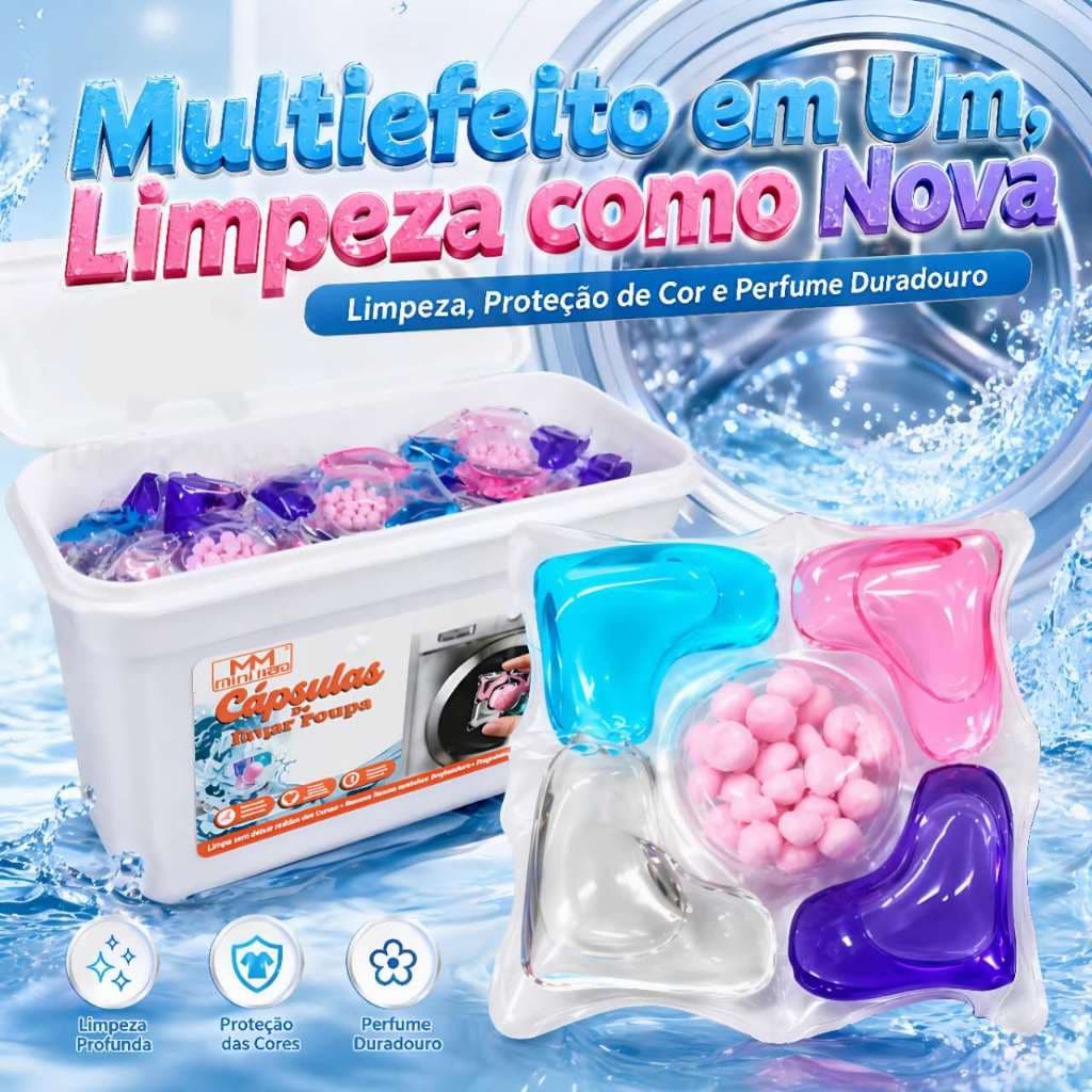 Kit 25/50 Cápsulas para Lavagem de Roupas 5 em 1 Limpeza Profunda Dissolução Rápida Cheirosas
