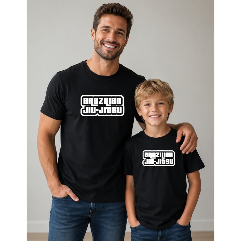 KIT 2 CAMISETAS JIU JITSU PAI E FILHO TREINANDO OSS FAIXA PRETA BJJ ARTES MARCIAIS